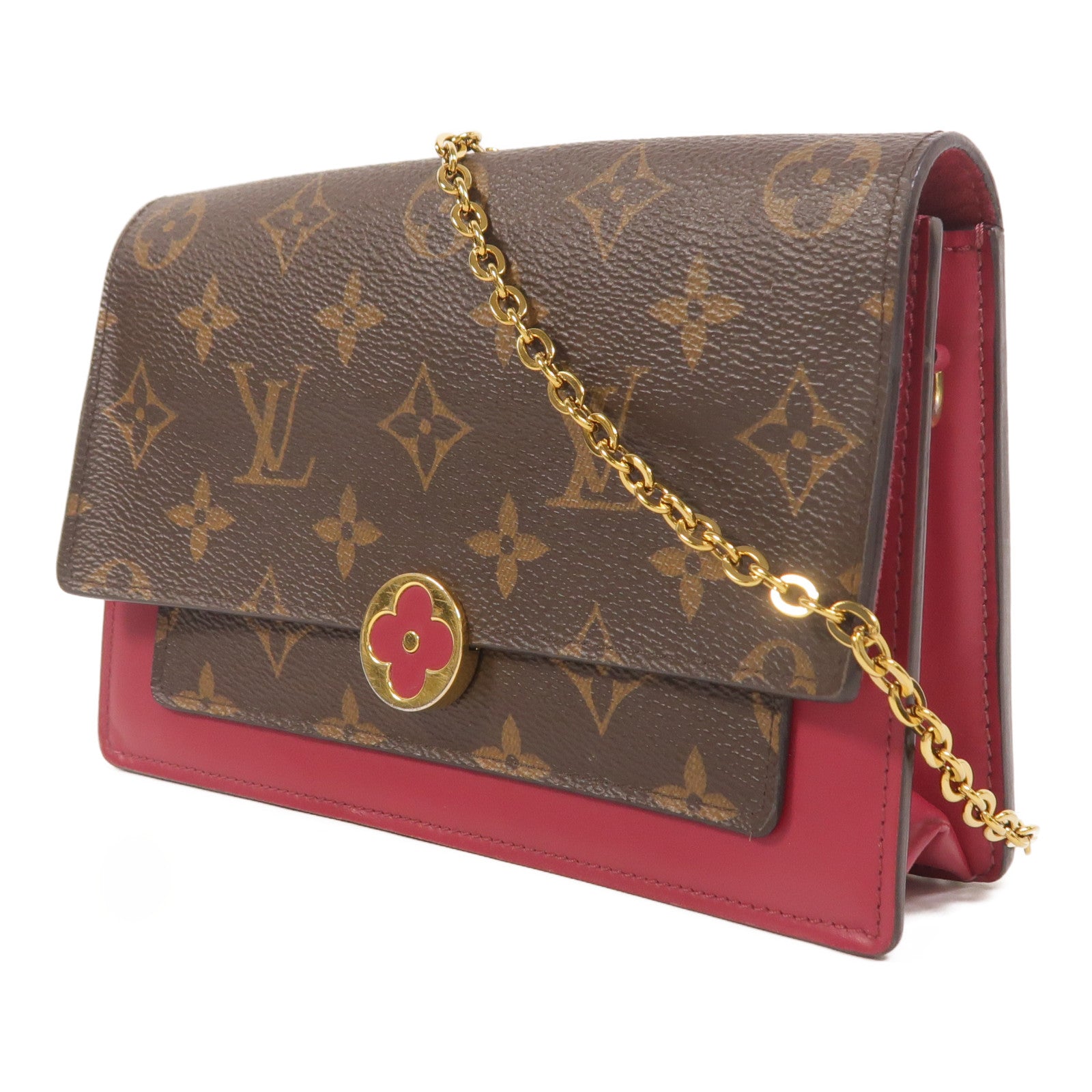 LOUIS VUITTON Monogram Portefeuille Flore鏈帶肩背袋