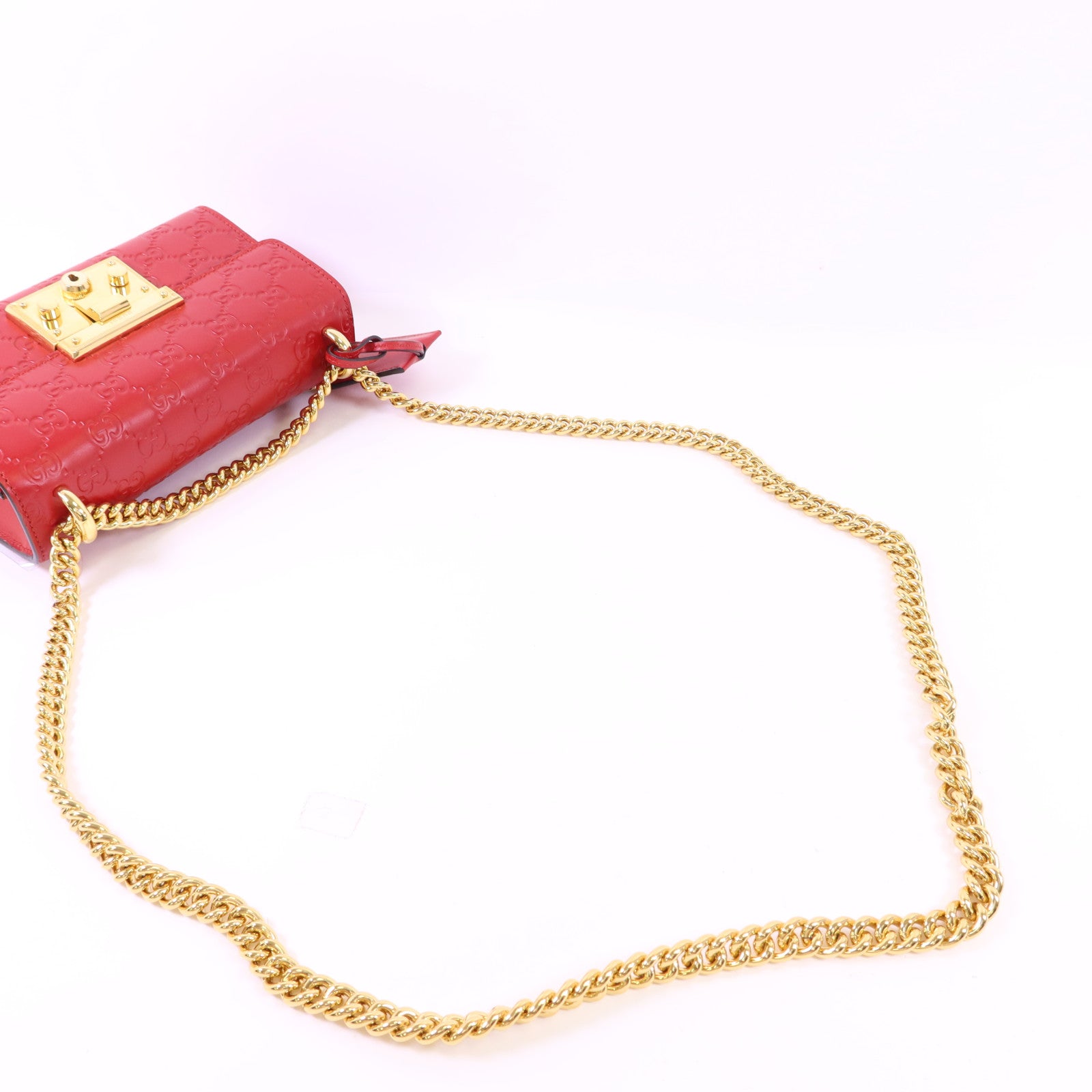 GUCCI 【激減優惠】牛皮皮革Padlock GG金扣鏈帶肩背袋