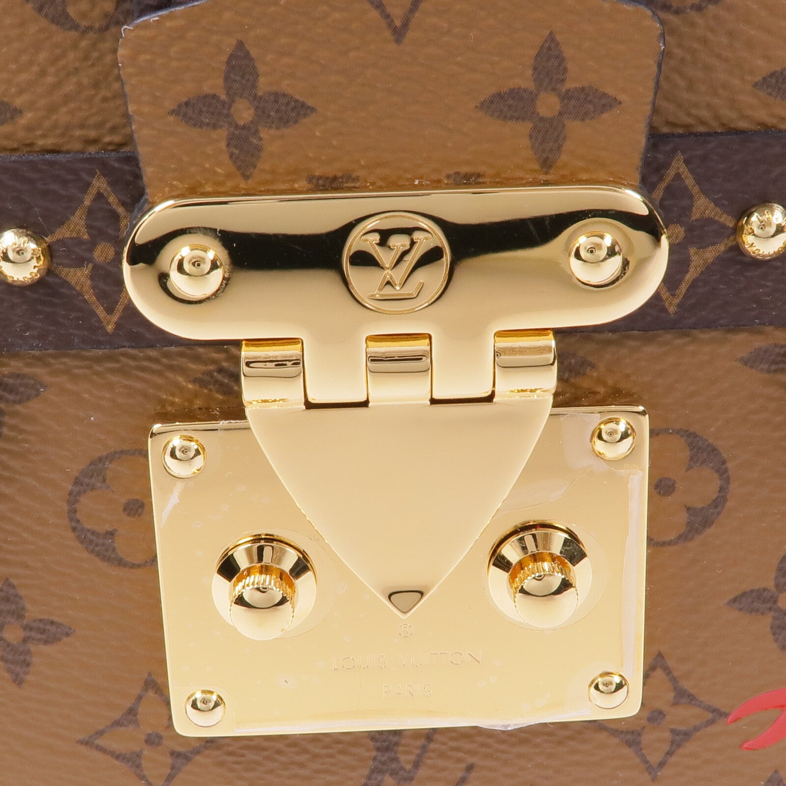 LOUIS VUITTON Monogram Reverse Petite Malle金扣肩背袋
