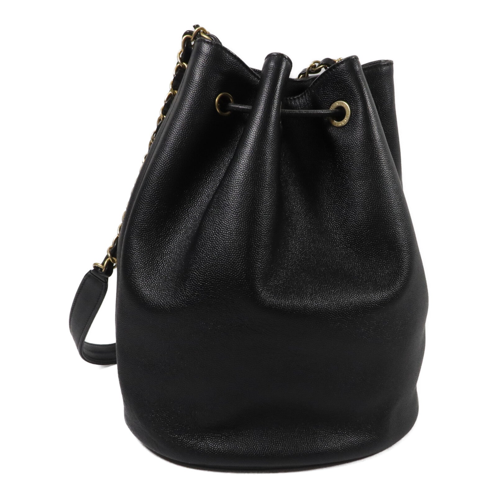 CHANEL 牛皮皮革Deauville Bucket Bag鏈帶肩背袋