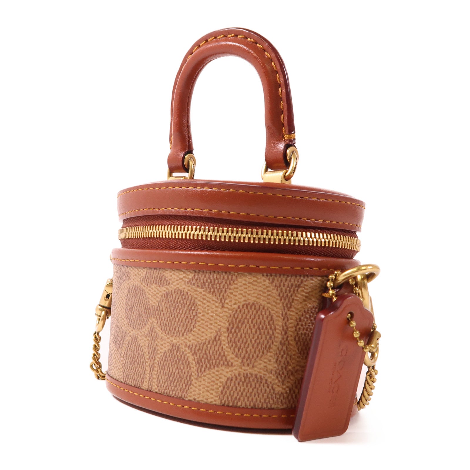 COACH 牛皮皮革/塗層帆布Coach Mini金扣手挽肩背兩用袋