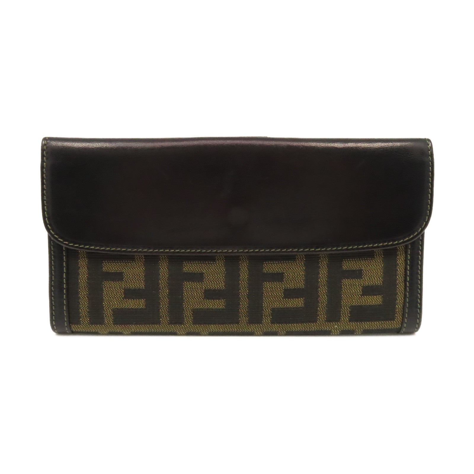 FENDI 【激減優惠】帆布/牛皮皮革Long Wallet長錢包啡色