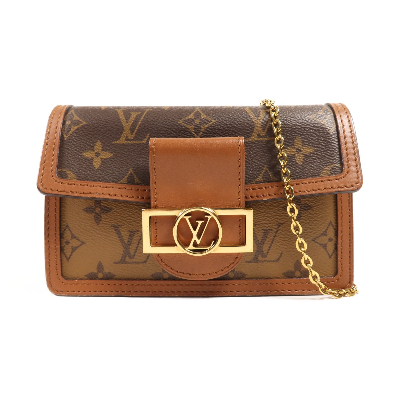 LOUIS VUITTON Monogram Reverse Dauphine金扣肩背袋
