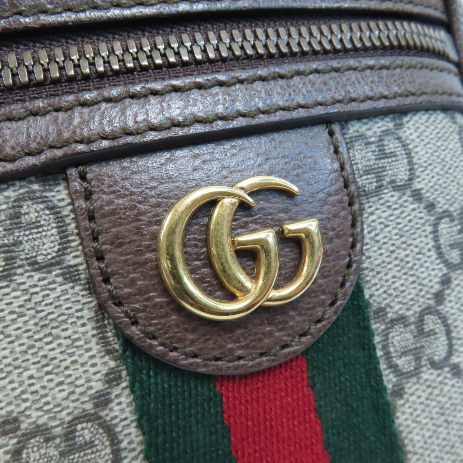 GUCCI 塗層帆布Ophidia GG金扣肩背袋啡色