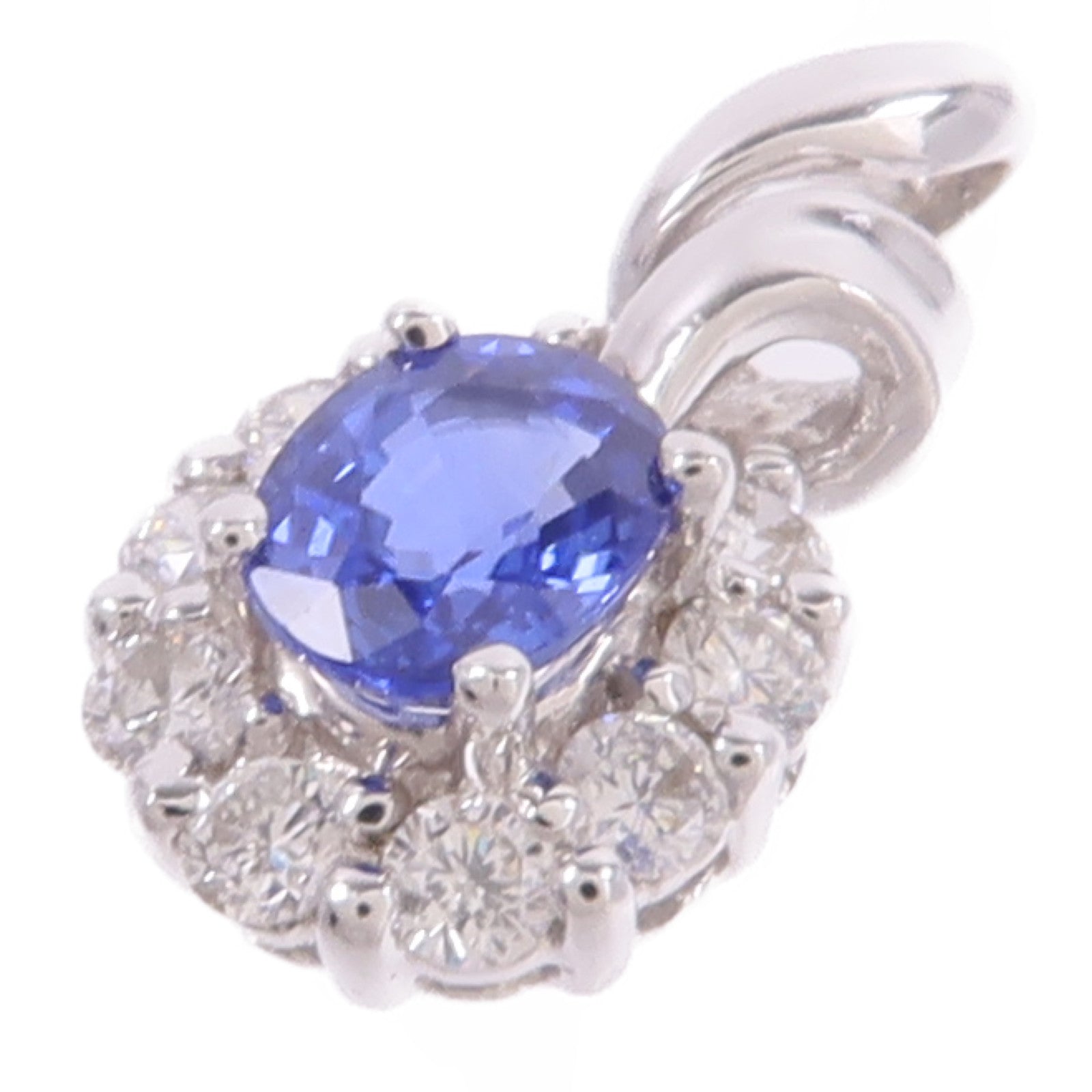 JEWELRY 18K白金Sapphire Diamond Pendant藍寶石/鑽石吊墜