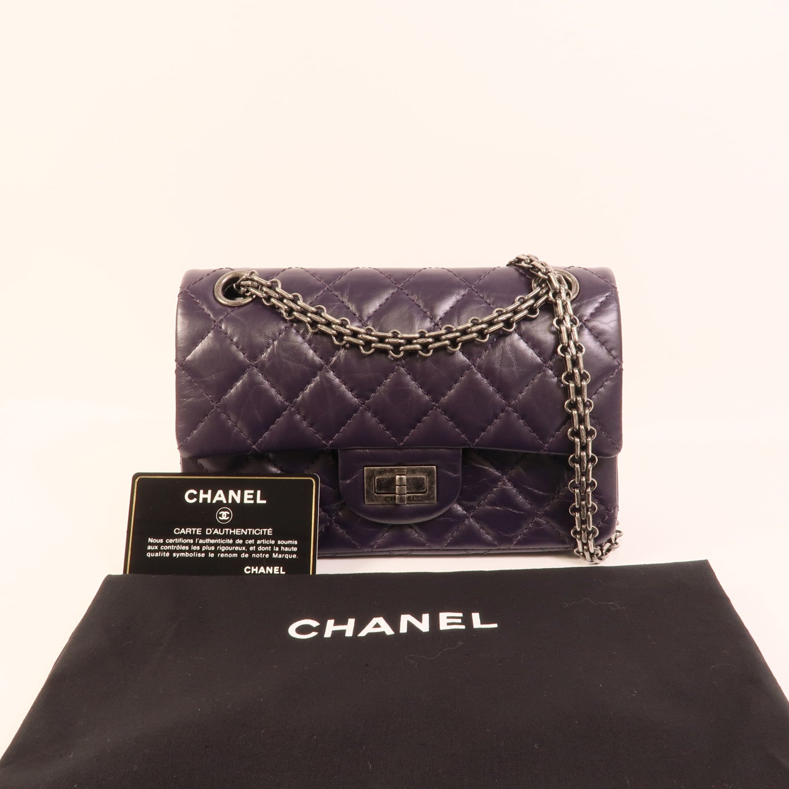 CHANEL 牛皮皮革2.55 Mini鏈帶肩背袋