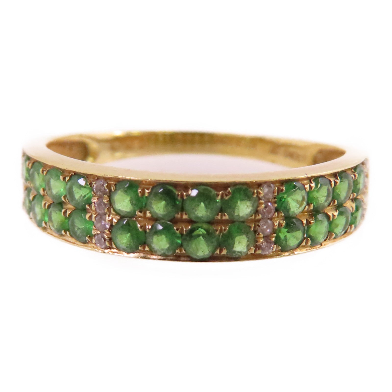 JEWELRY 【激減優惠】18K黃金/綠寶石/鑽石Emerald Diamond Ring戒指US#6.75