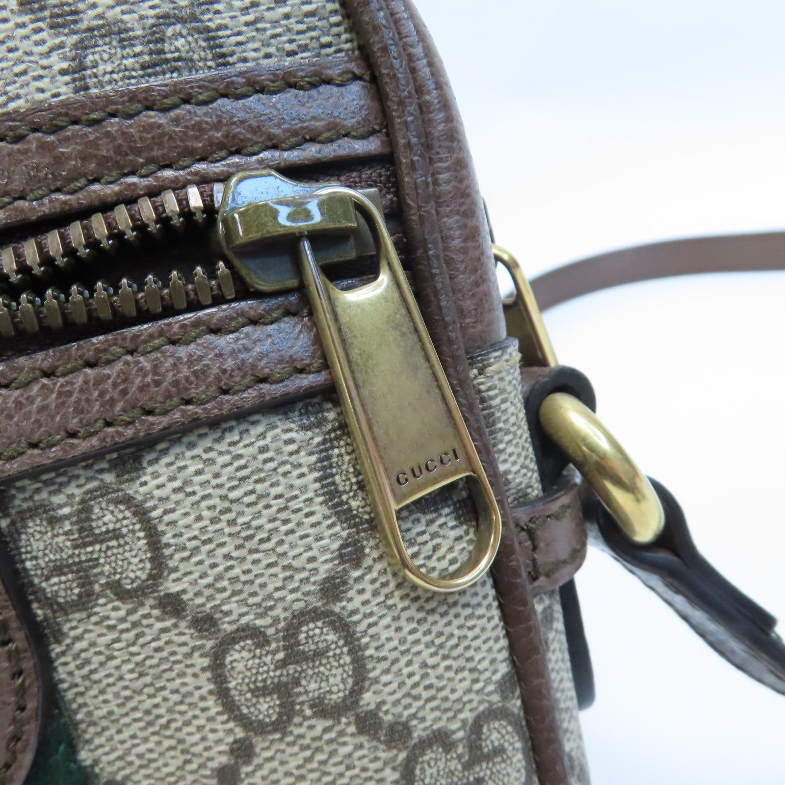 GUCCI 塗層帆布Ophidia GG金扣肩背袋啡色