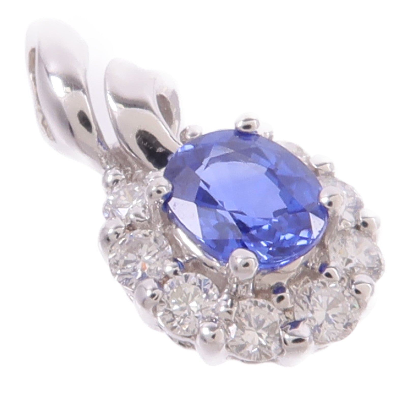 JEWELRY 18K白金Sapphire Diamond Pendant藍寶石/鑽石吊墜