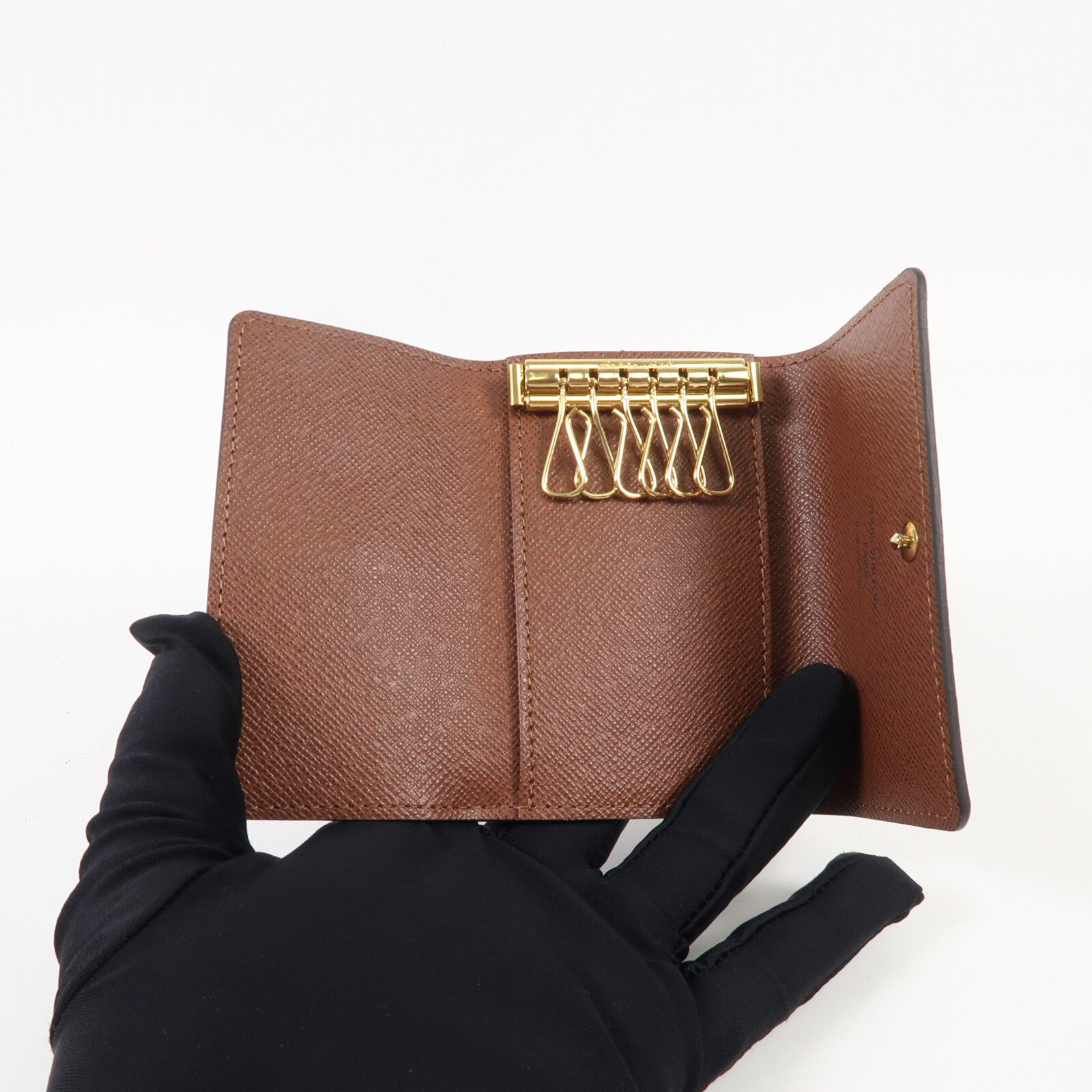 LOUIS VUITTON Monogram 6 Key Holder金扣鎖匙包棕色
