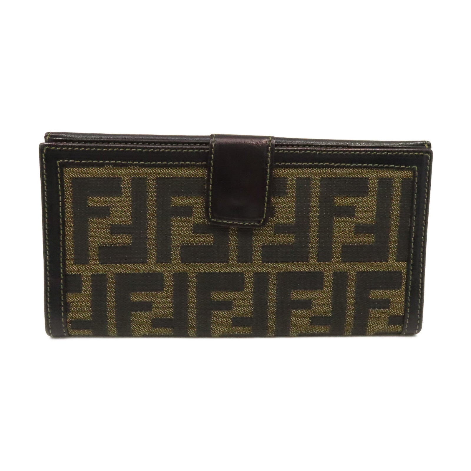 FENDI 【激減優惠】帆布/牛皮皮革Long Wallet長錢包啡色