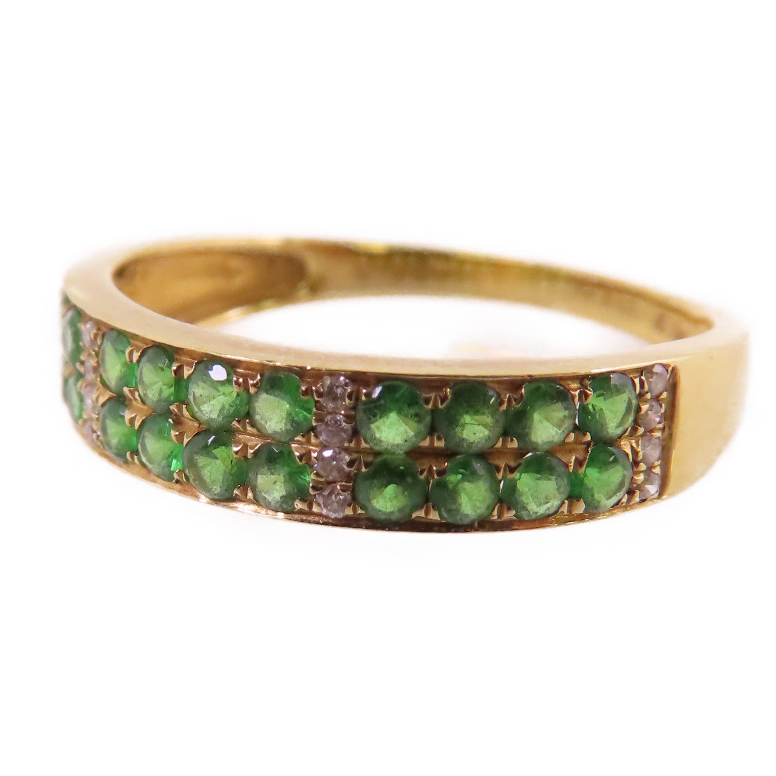 JEWELRY 【激減優惠】18K黃金/綠寶石/鑽石Emerald Diamond Ring戒指US#6.75