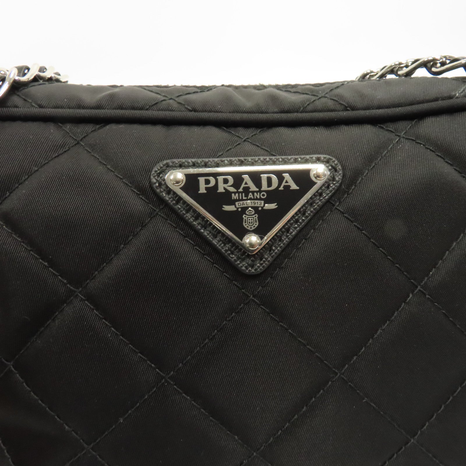 PRADA 尼龍Banddiera Black Tessuto銀扣手挽肩背兩用袋黑色