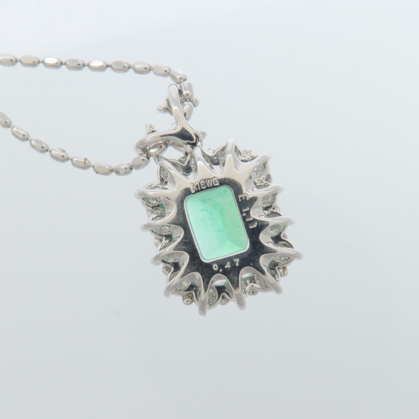 JEWELRY 18K白金Emerald Diamond Necklace綠寶石/鑽石項鍊