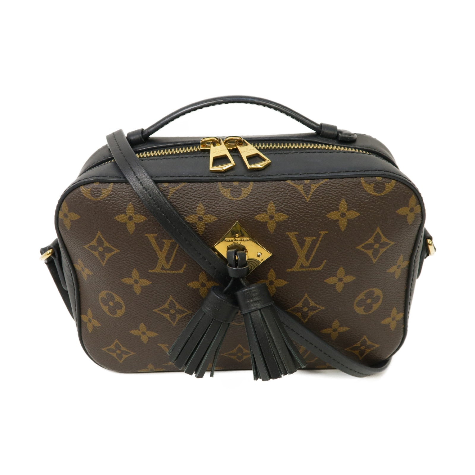LOUIS VUITTON Monogram Saintonge 2way Shoulder Bag金扣手挽肩背兩用袋黑色/啡色