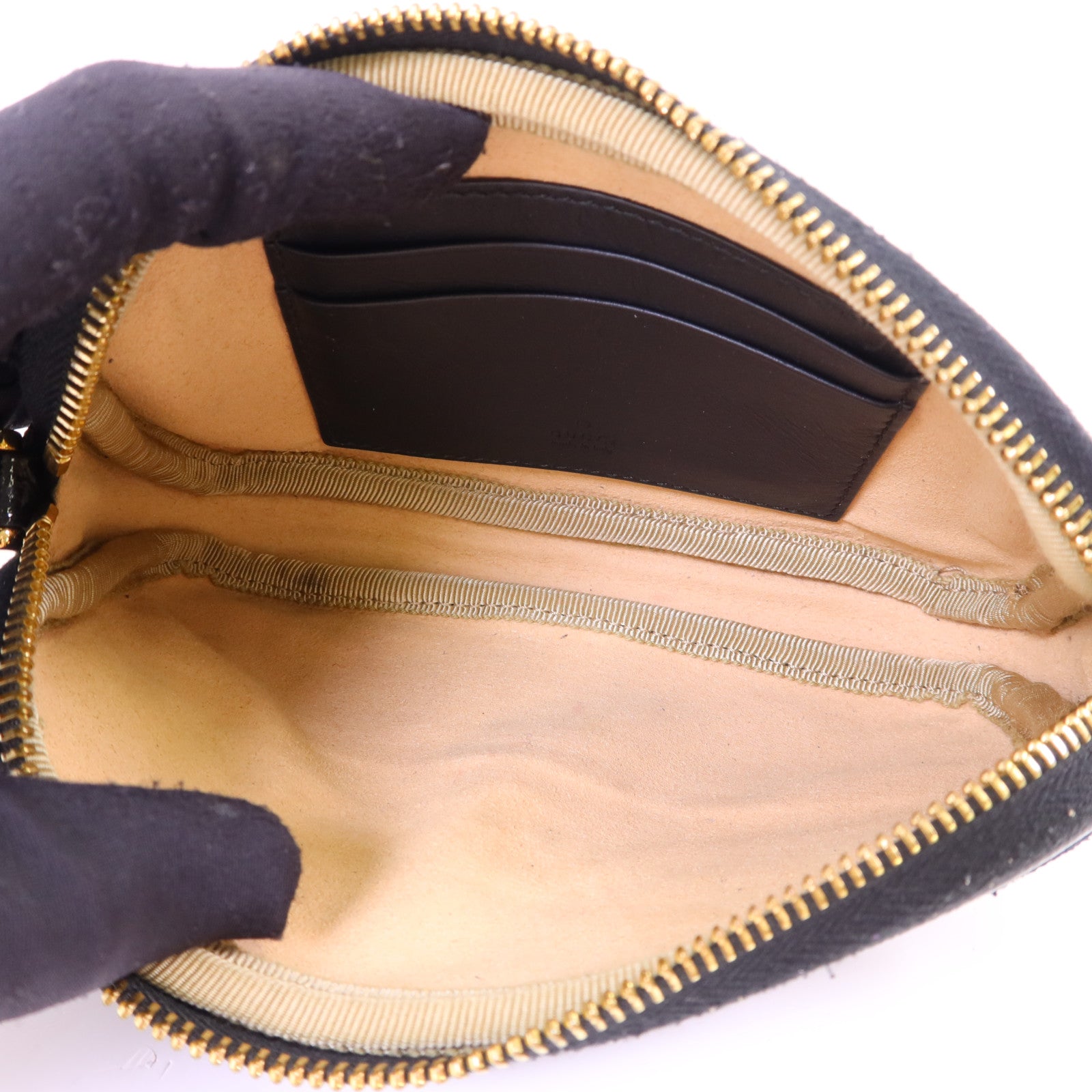 GUCCI 絨布/漆皮皮革Accessories Pouch金扣手拿包