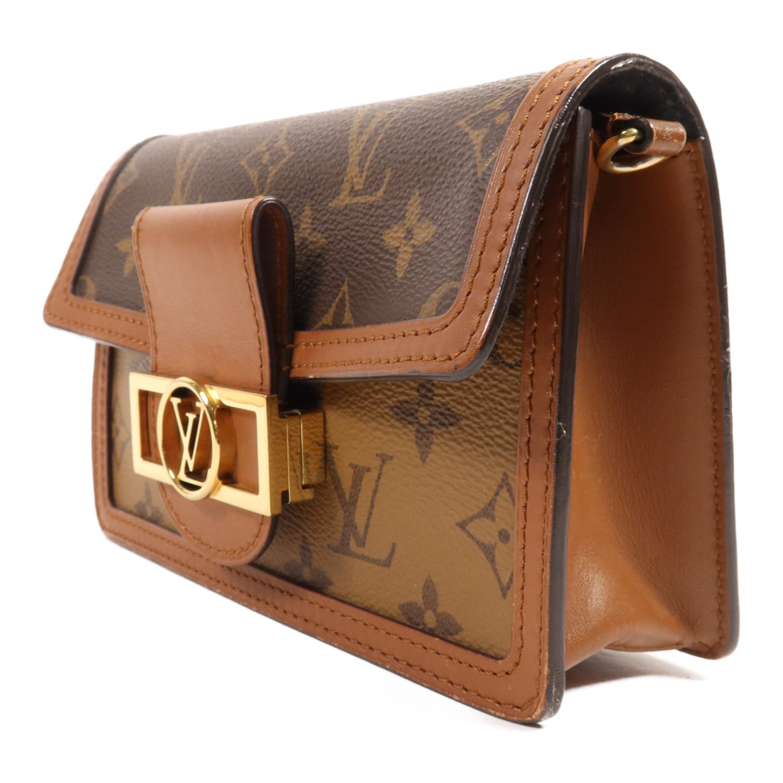 LOUIS VUITTON Monogram Reverse Dauphine金扣肩背袋