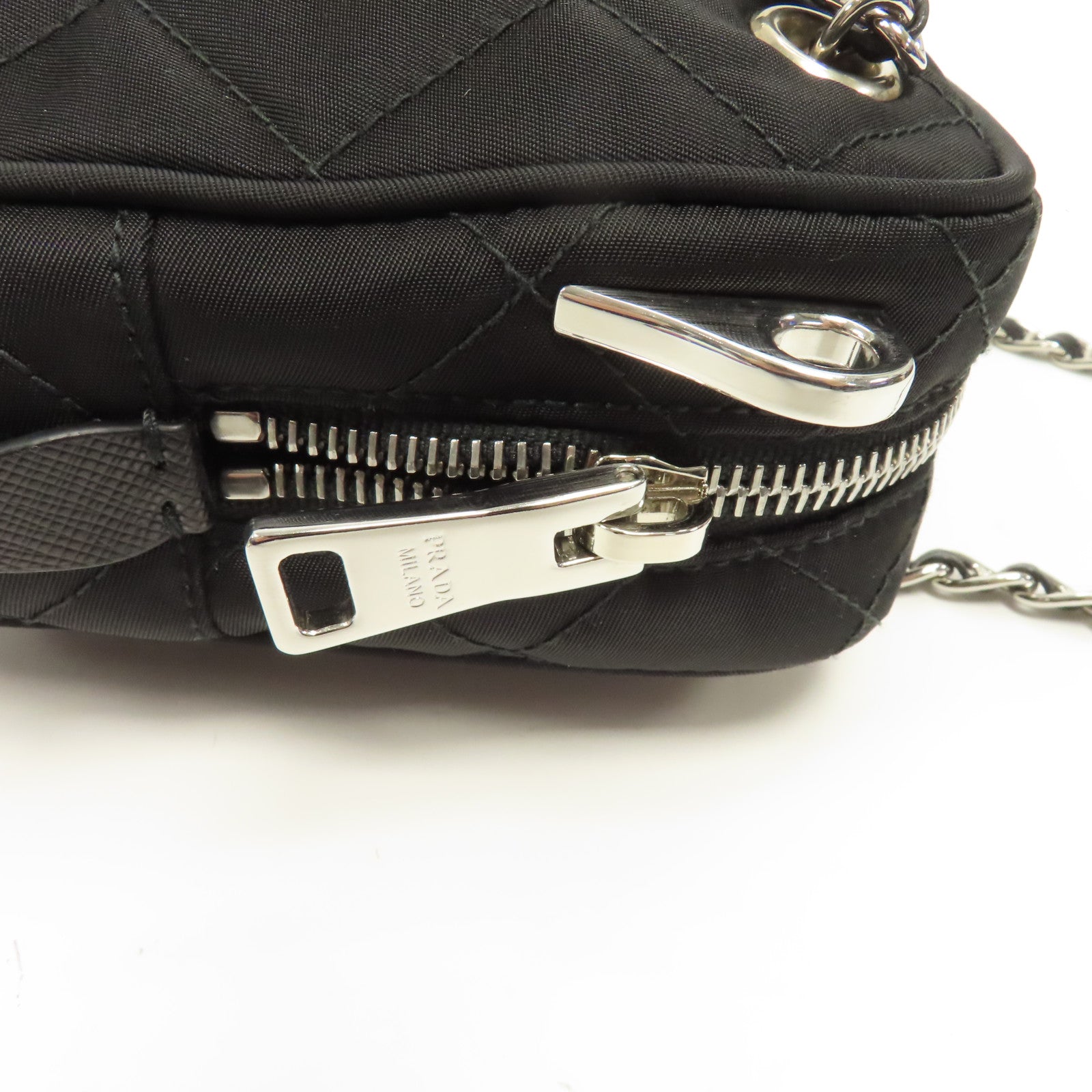 PRADA 尼龍Banddiera Black Tessuto銀扣手挽肩背兩用袋黑色