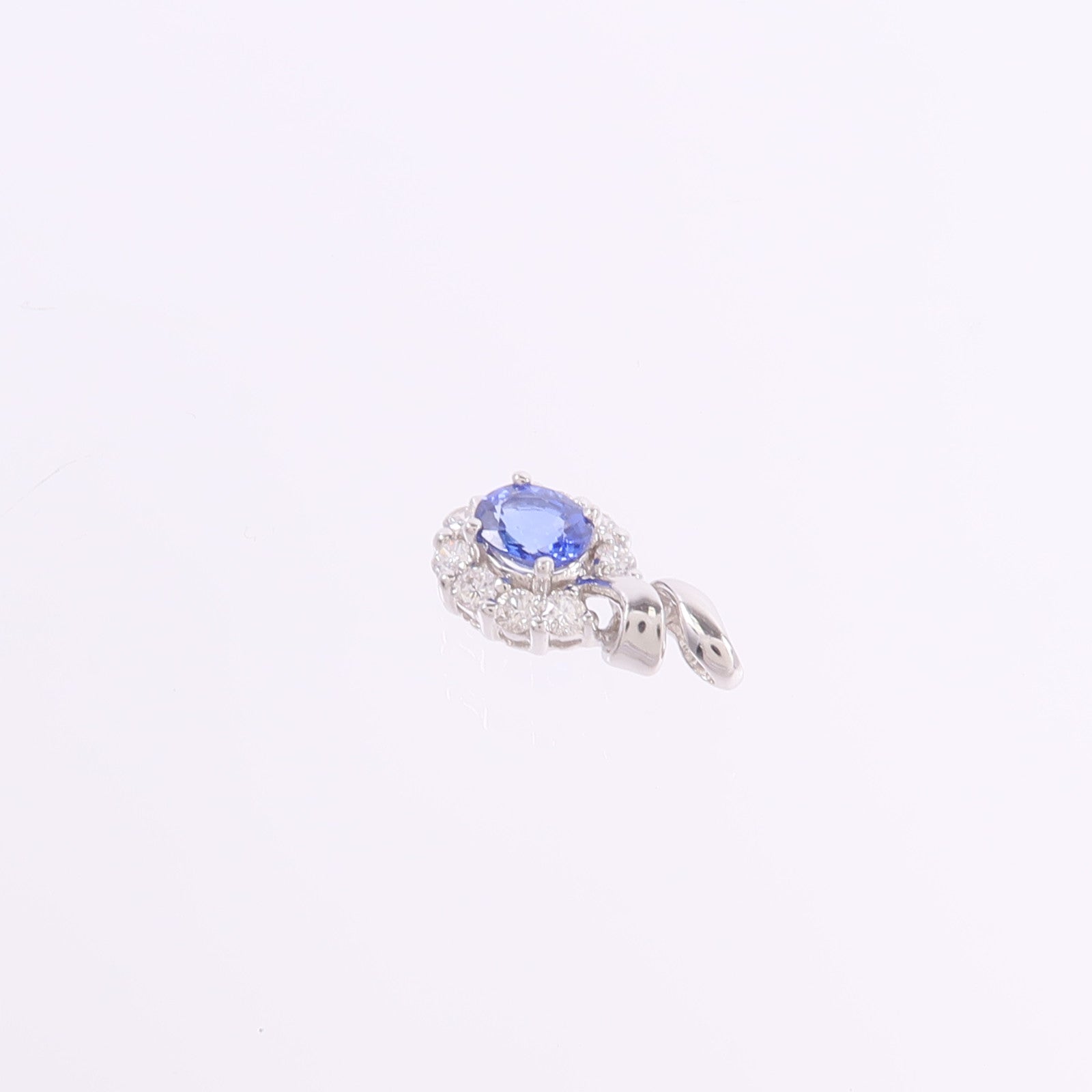 JEWELRY 18K白金Sapphire Diamond Pendant藍寶石/鑽石吊墜
