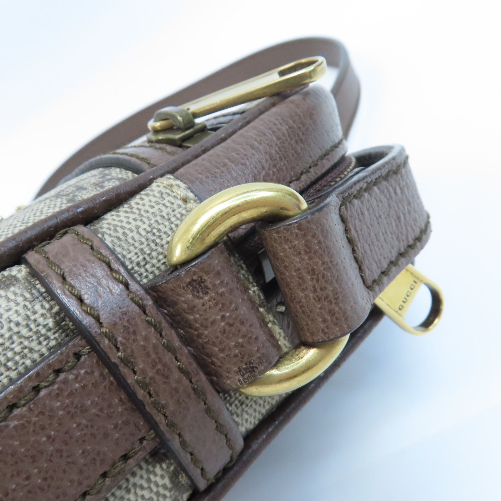 GUCCI 塗層帆布Ophidia GG金扣肩背袋啡色