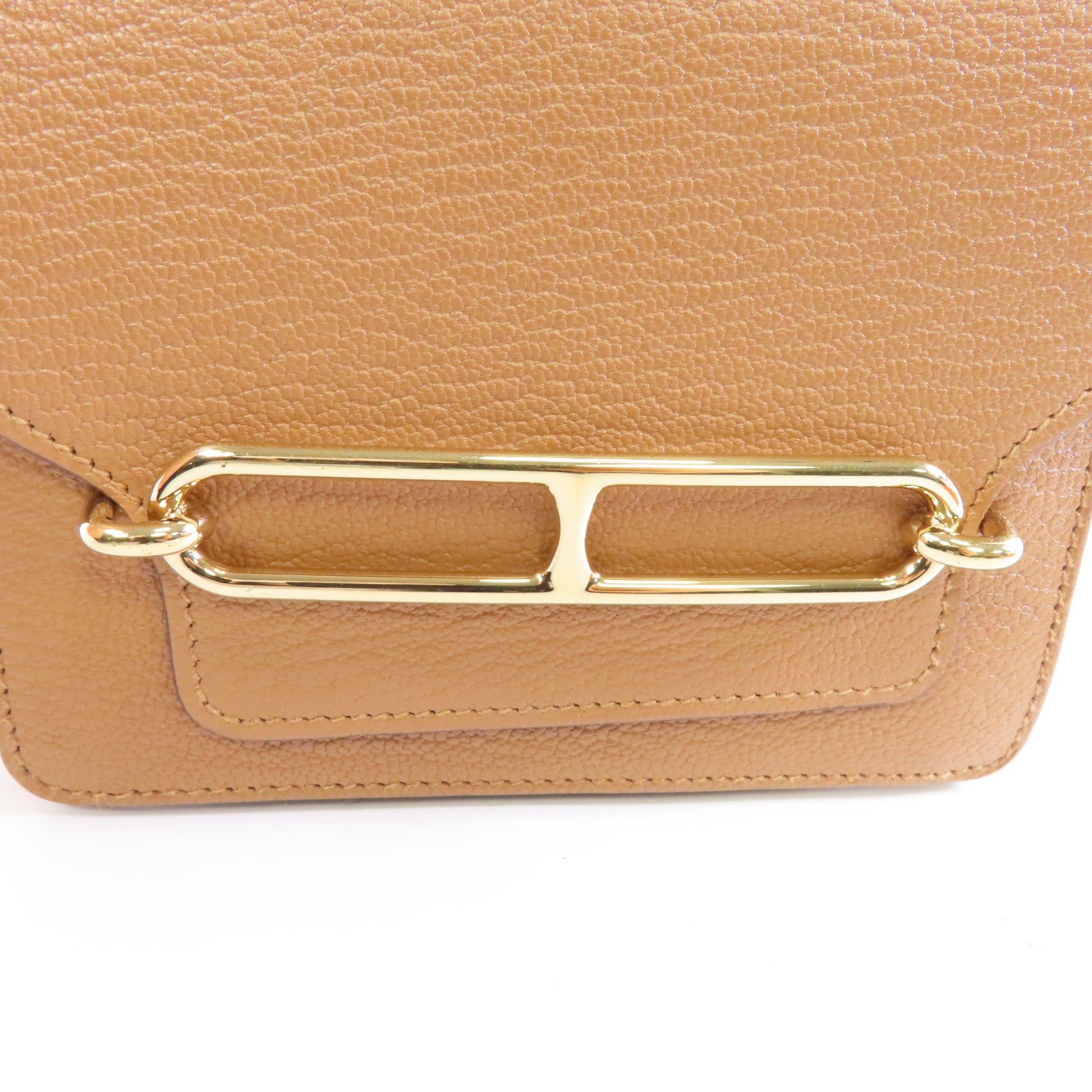 HERMES Chevre皮革Roulis Slim金扣錢包啡色