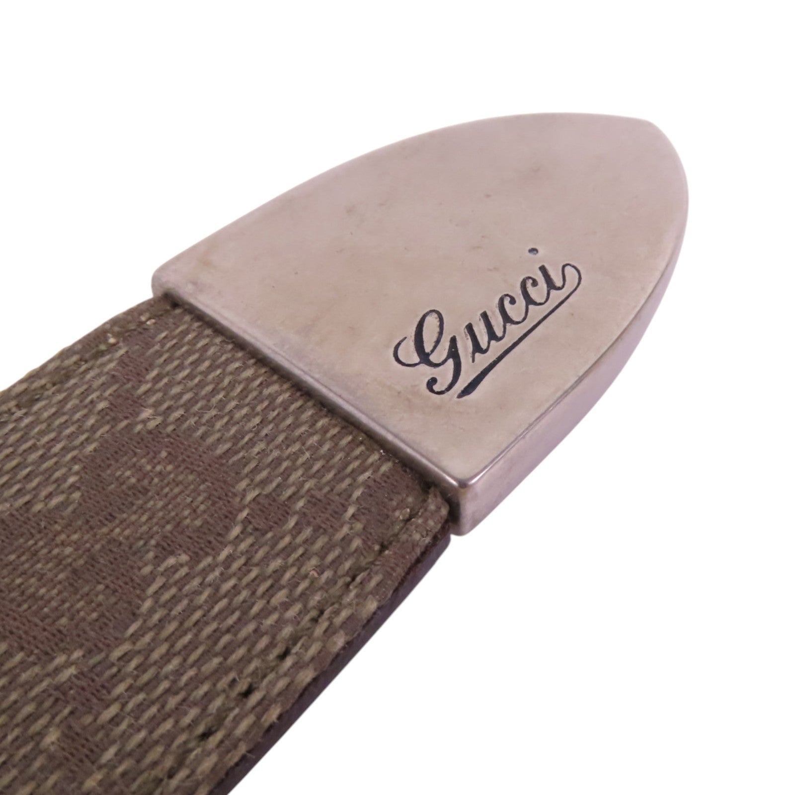 GUCCI GG帆布/nuisance皮革Belt銀扣皮帶