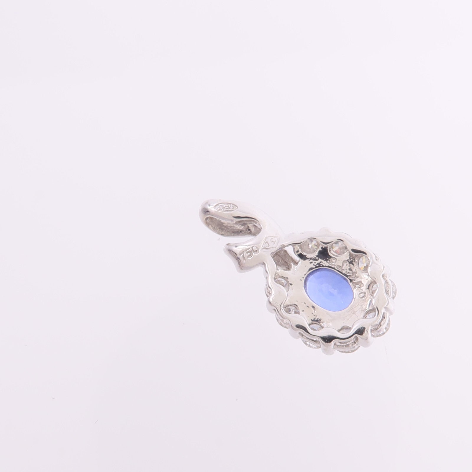JEWELRY 18K白金Sapphire Diamond Pendant藍寶石/鑽石吊墜