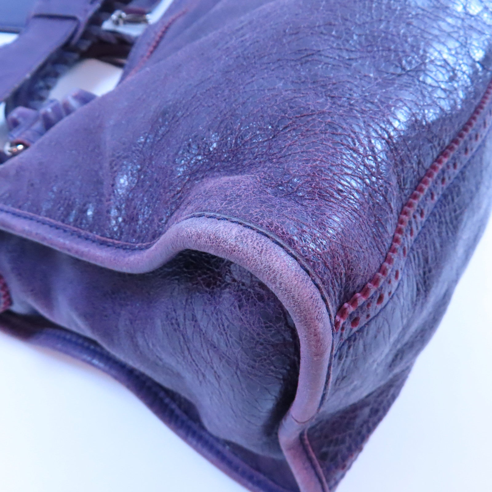 BALENCIAGA 牛皮皮革Giant City金扣手挽肩背兩用袋紫色