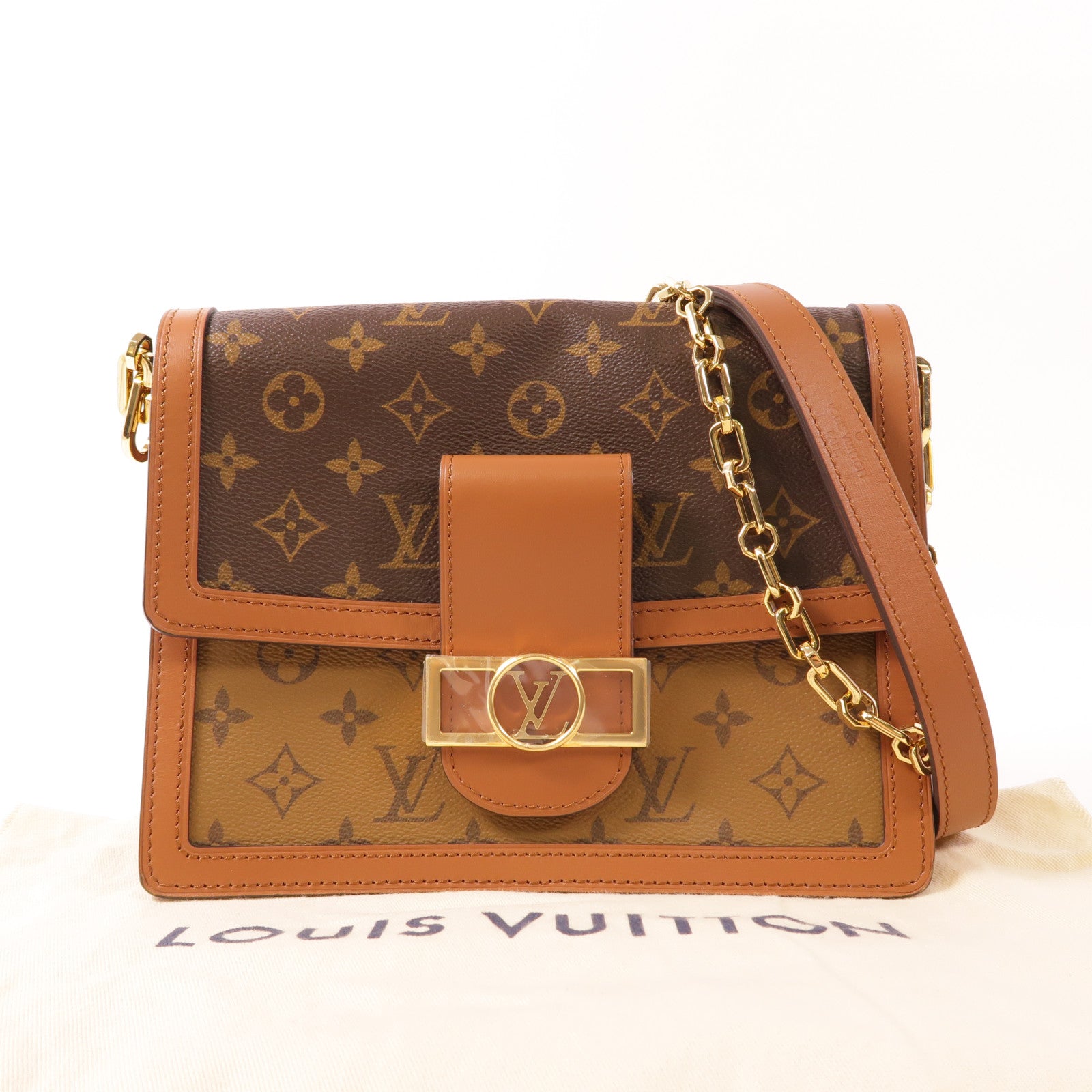 LOUIS VUITTON LV GHW Dauphine MM Crossbody Shoulder Bag M45958 Monogram Revers