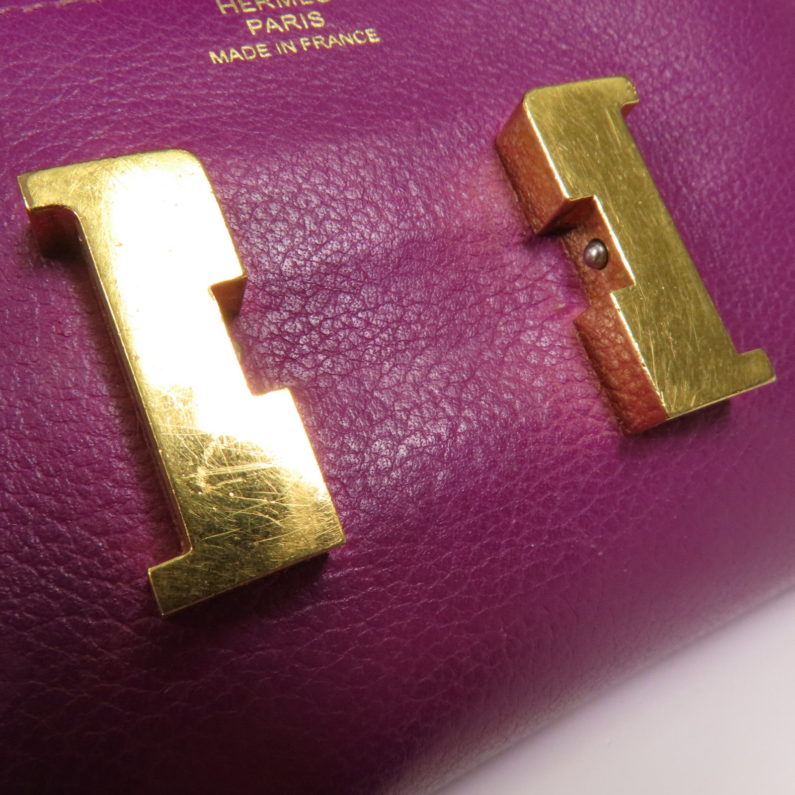 HERMES Evercolor皮革Constance Wallet金扣錢包Anemone