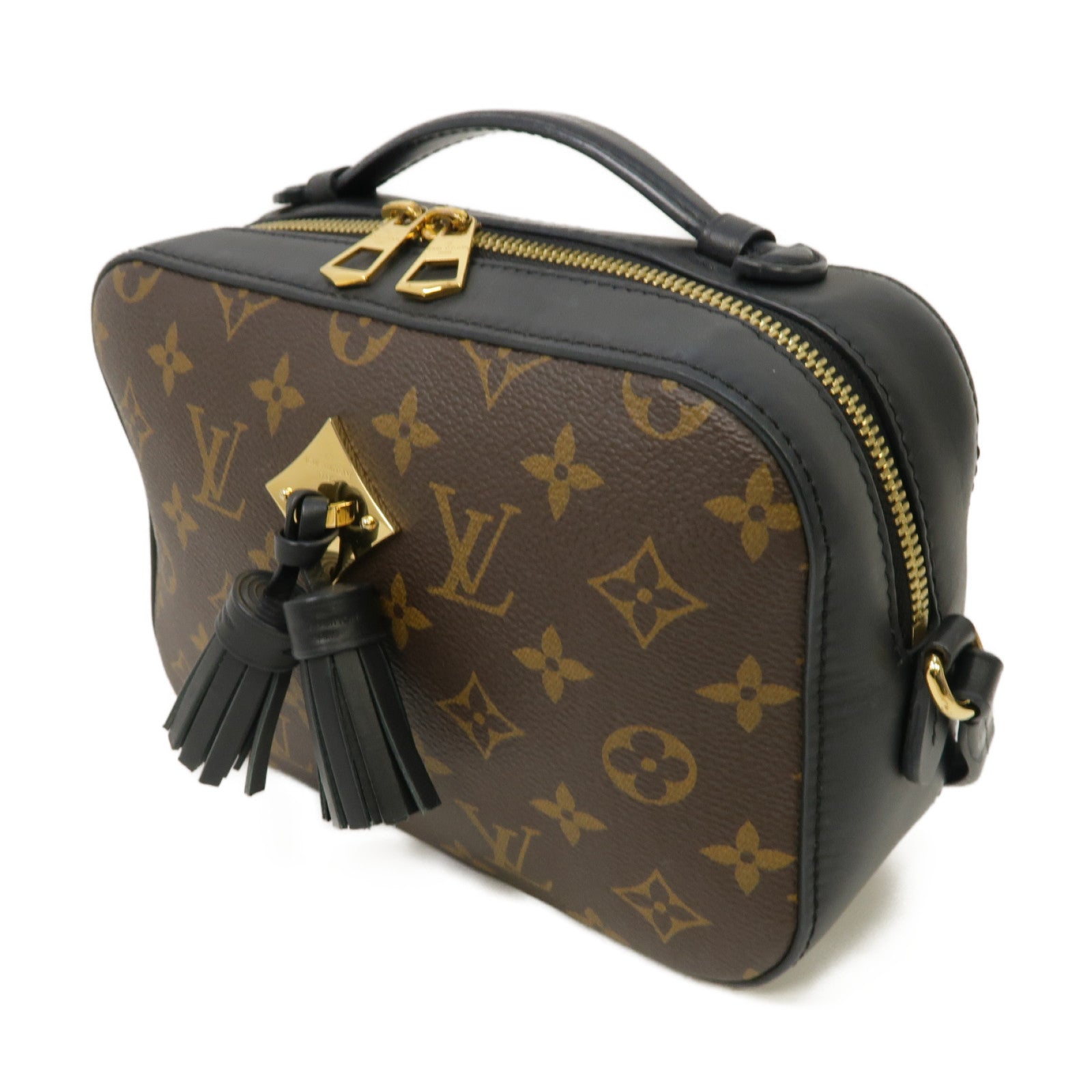 LOUIS VUITTON Monogram Saintonge 2way Shoulder Bag金扣手挽肩背兩用袋黑色/啡色