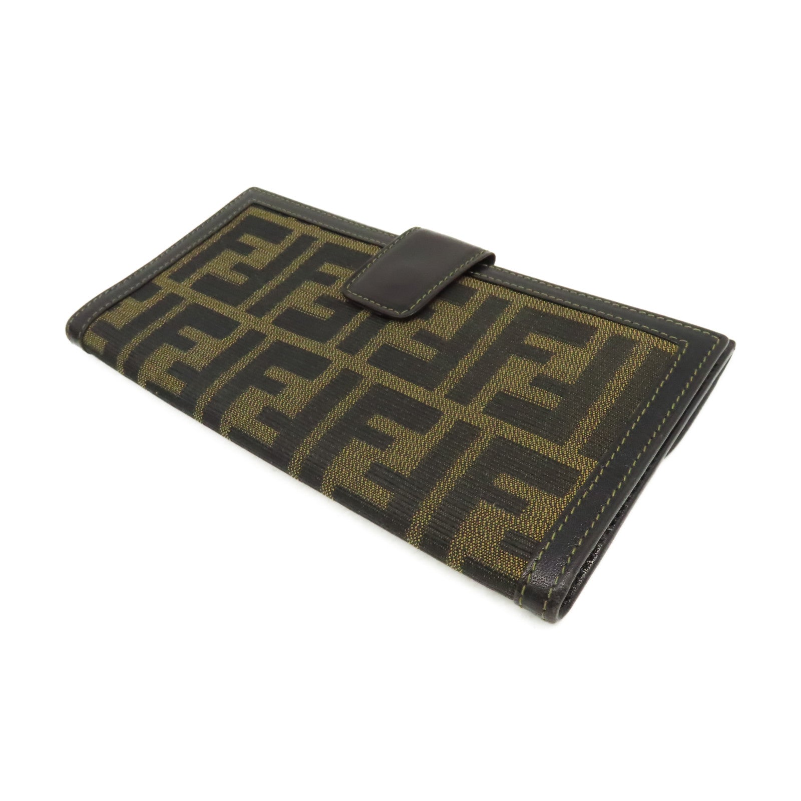 FENDI 【激減優惠】帆布/牛皮皮革Long Wallet長錢包啡色