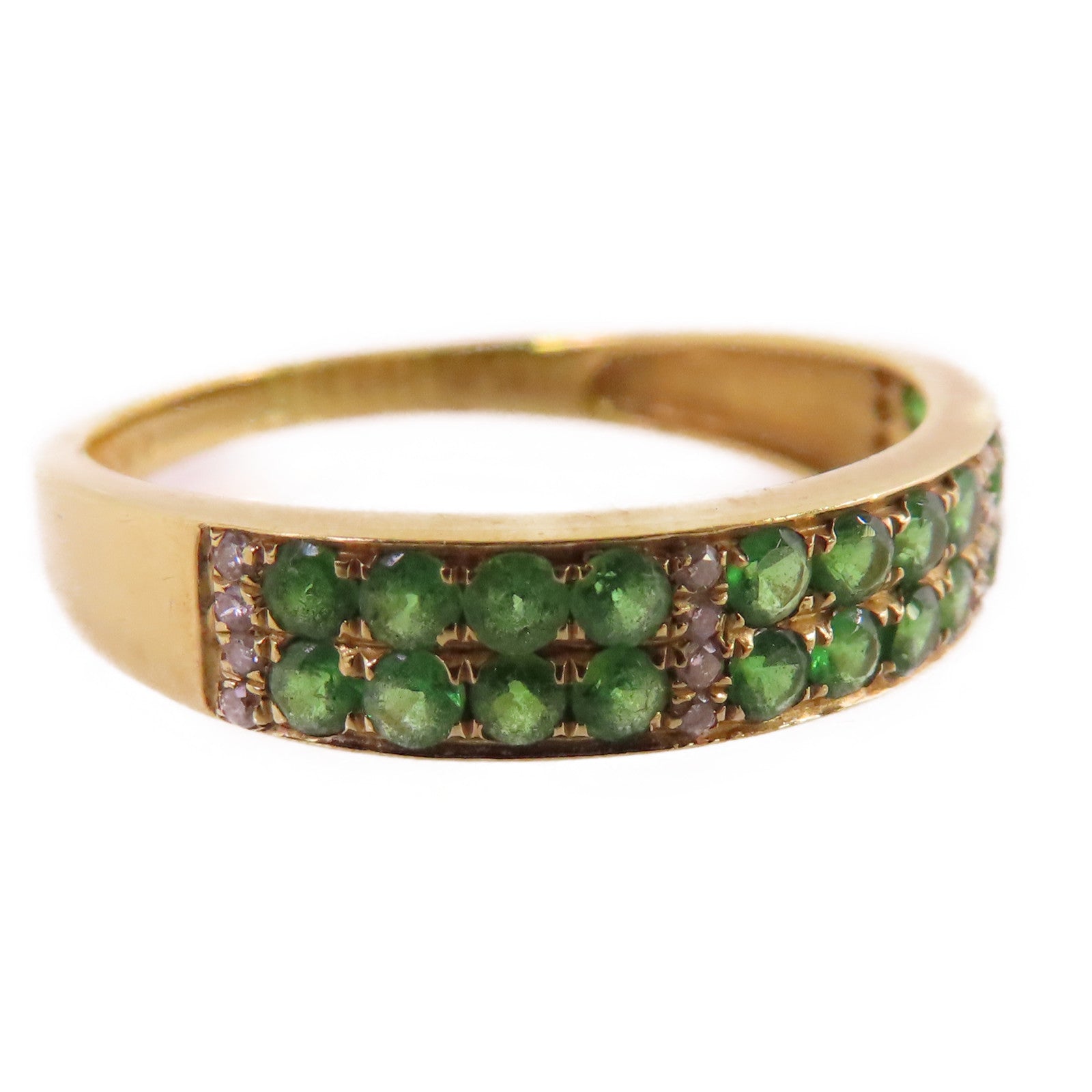 JEWELRY 【激減優惠】18K黃金/綠寶石/鑽石Emerald Diamond Ring戒指US#6.75