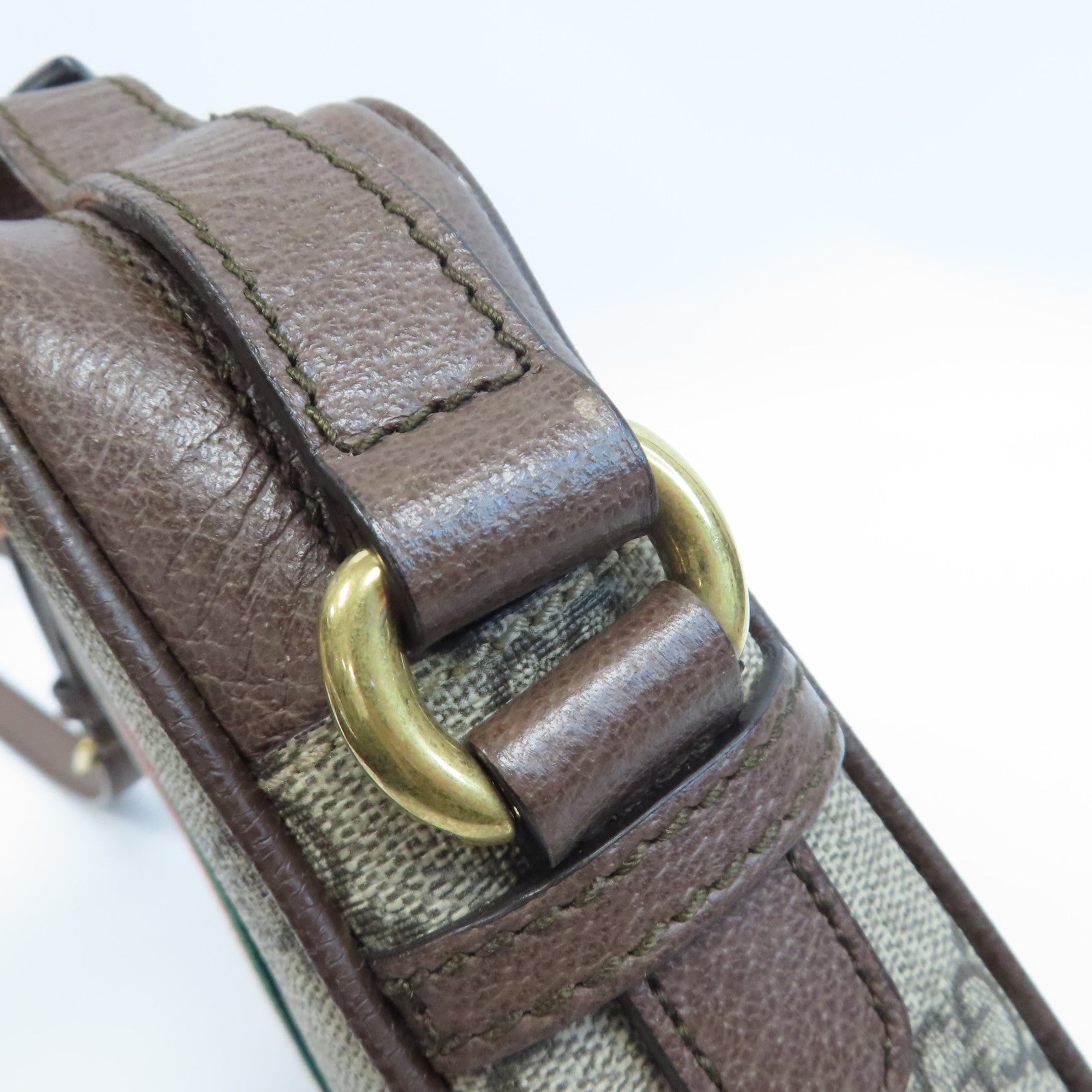 GUCCI 塗層帆布Ophidia GG金扣肩背袋啡色