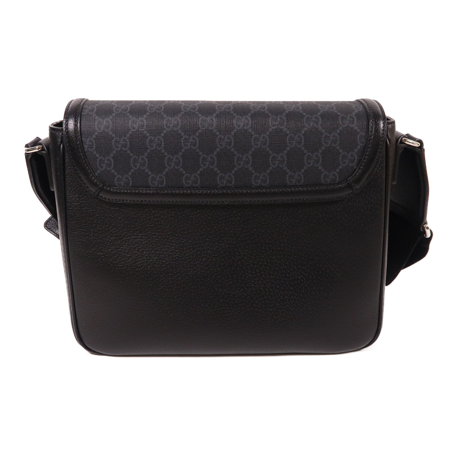 GUCCI 塗層帆布/牛皮皮革Medium GG Crossbody Bag銀扣肩背袋