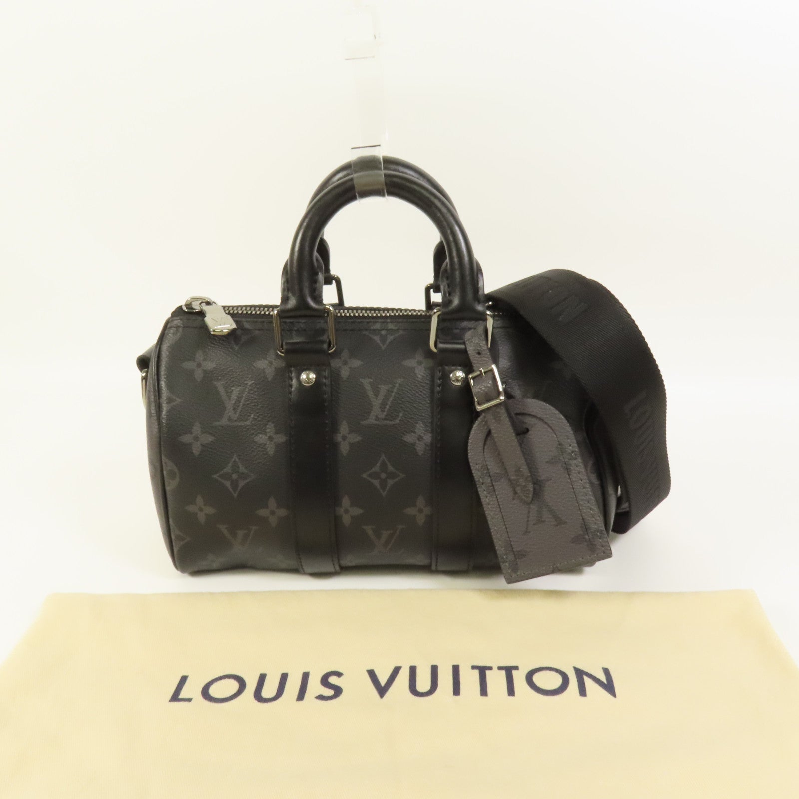 LOUIS VUITTON Monogram Eclipse Keepall Bandouliere 25手挽肩背兩用袋