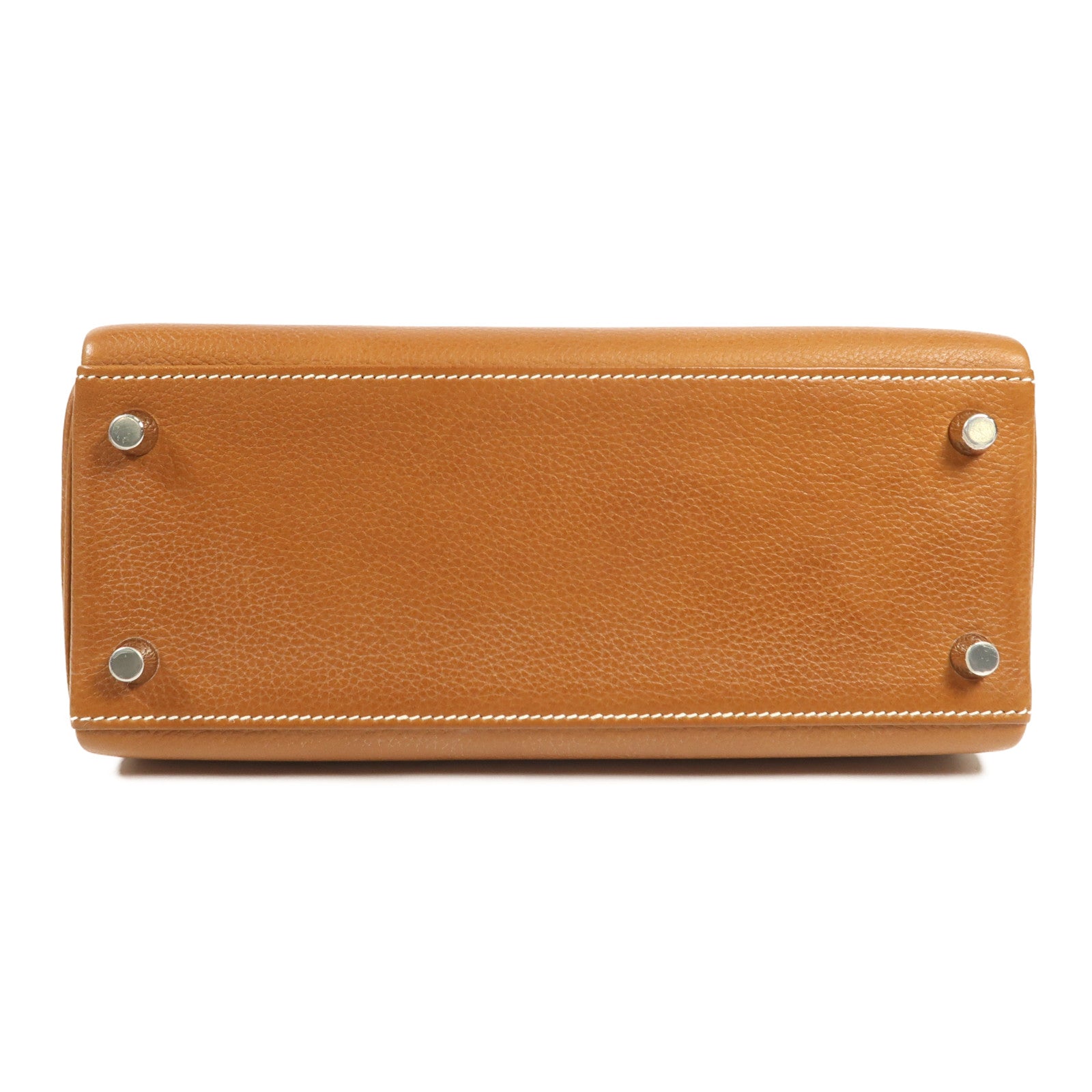 HERMES Barenia皮革Kelly 25銀扣手挽肩背兩用袋Fauve