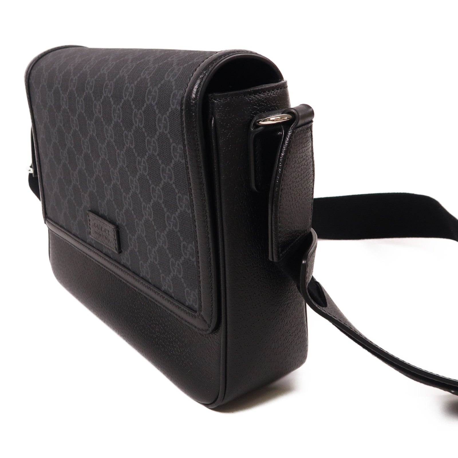 GUCCI 塗層帆布/牛皮皮革Medium GG Crossbody Bag銀扣肩背袋