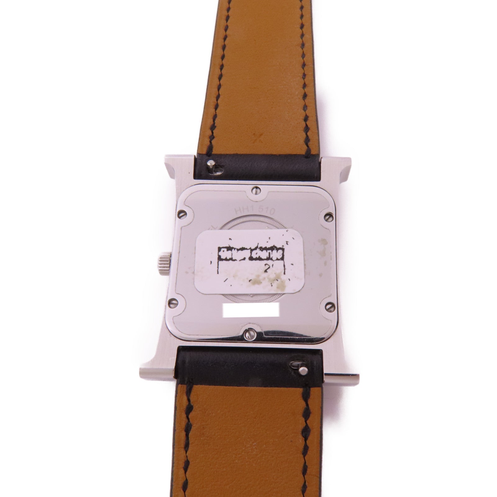 HERMES Heure H不鏽鋼/皮革手錶石英機芯黑色