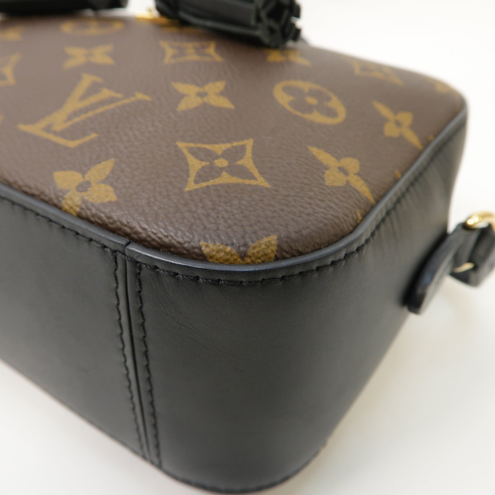 LOUIS VUITTON Monogram Saintonge 2way Shoulder Bag金扣手挽肩背兩用袋黑色/啡色
