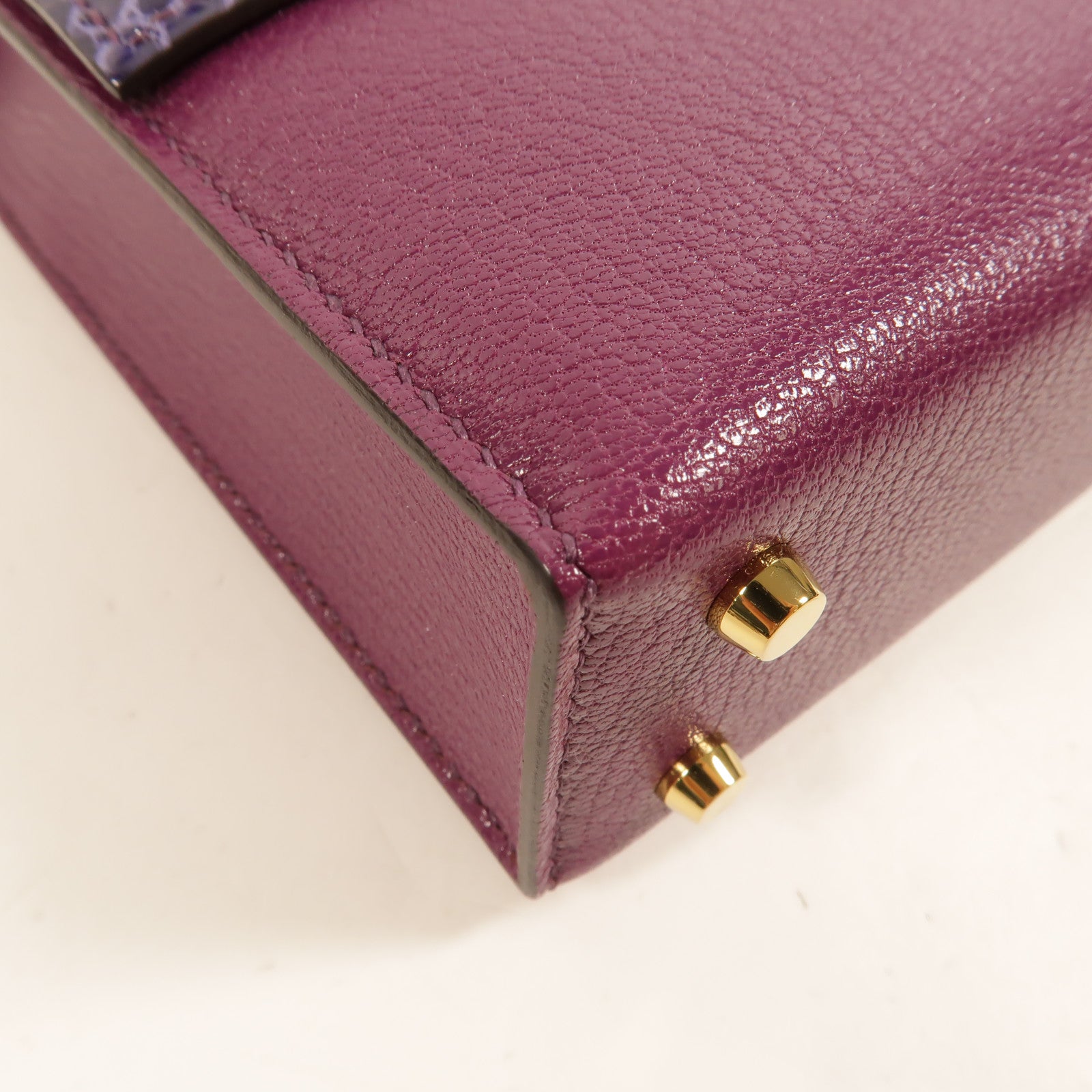 HERMES Chamkil/鱷魚皮革Verrou Mini鏈帶肩背袋Anemone/Cassis