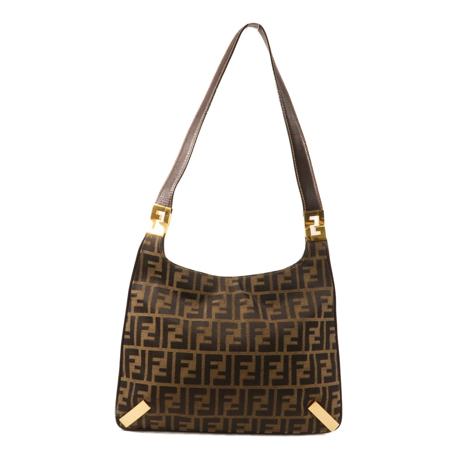 FENDI 帆布Zucca Hobo Bag金扣肩背袋