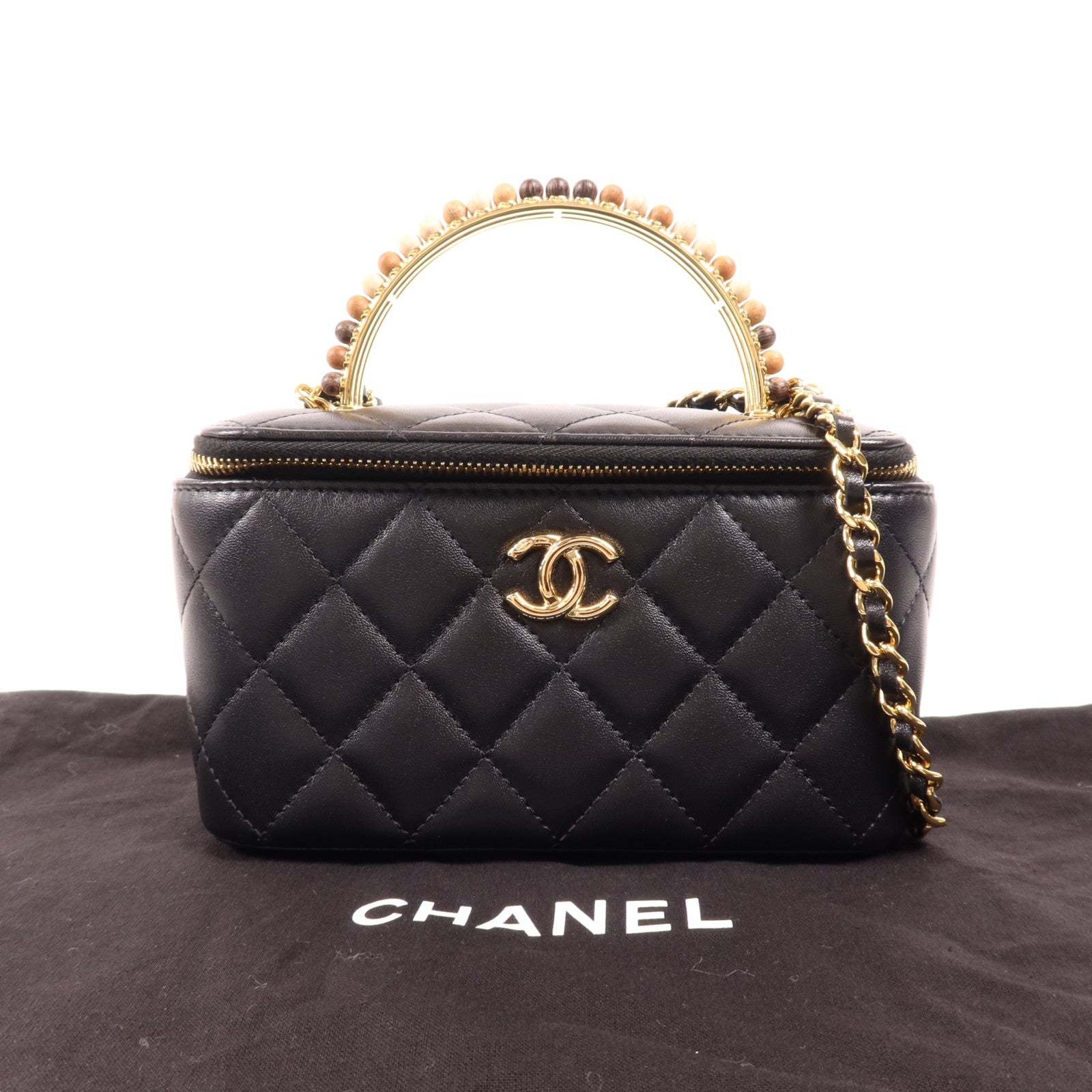 CHANEL 羊皮皮革Vanity金扣手挽肩背兩用袋