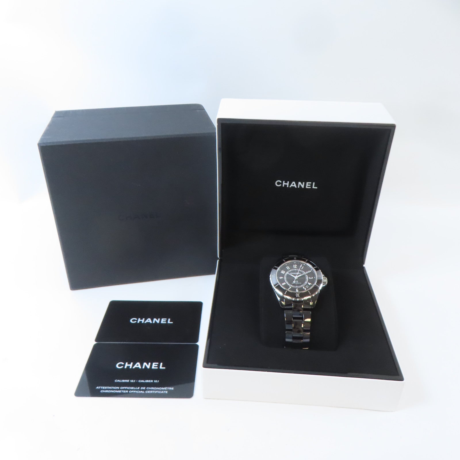 CHANEL J12陶瓷/不鏽鋼手錶自動機芯黑色#17.5cm
