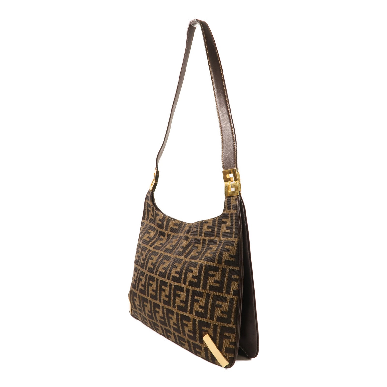 FENDI 帆布Zucca Hobo Bag金扣肩背袋