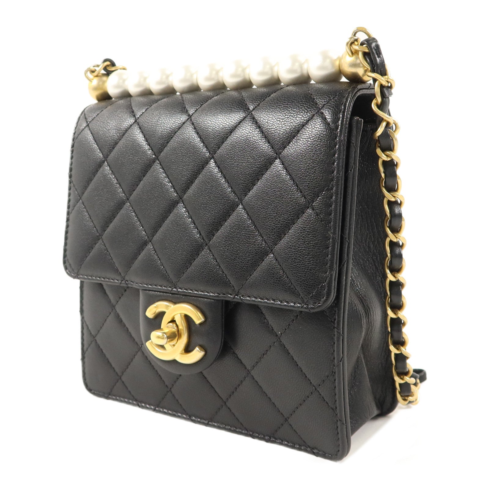 CHANEL 牛皮皮革Small Pearl Flap Bag鏈帶肩背袋