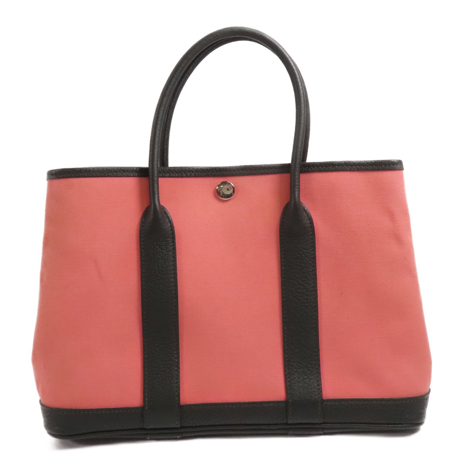 HERMES 帆布Garden Party TPM銀扣手挽袋Pink