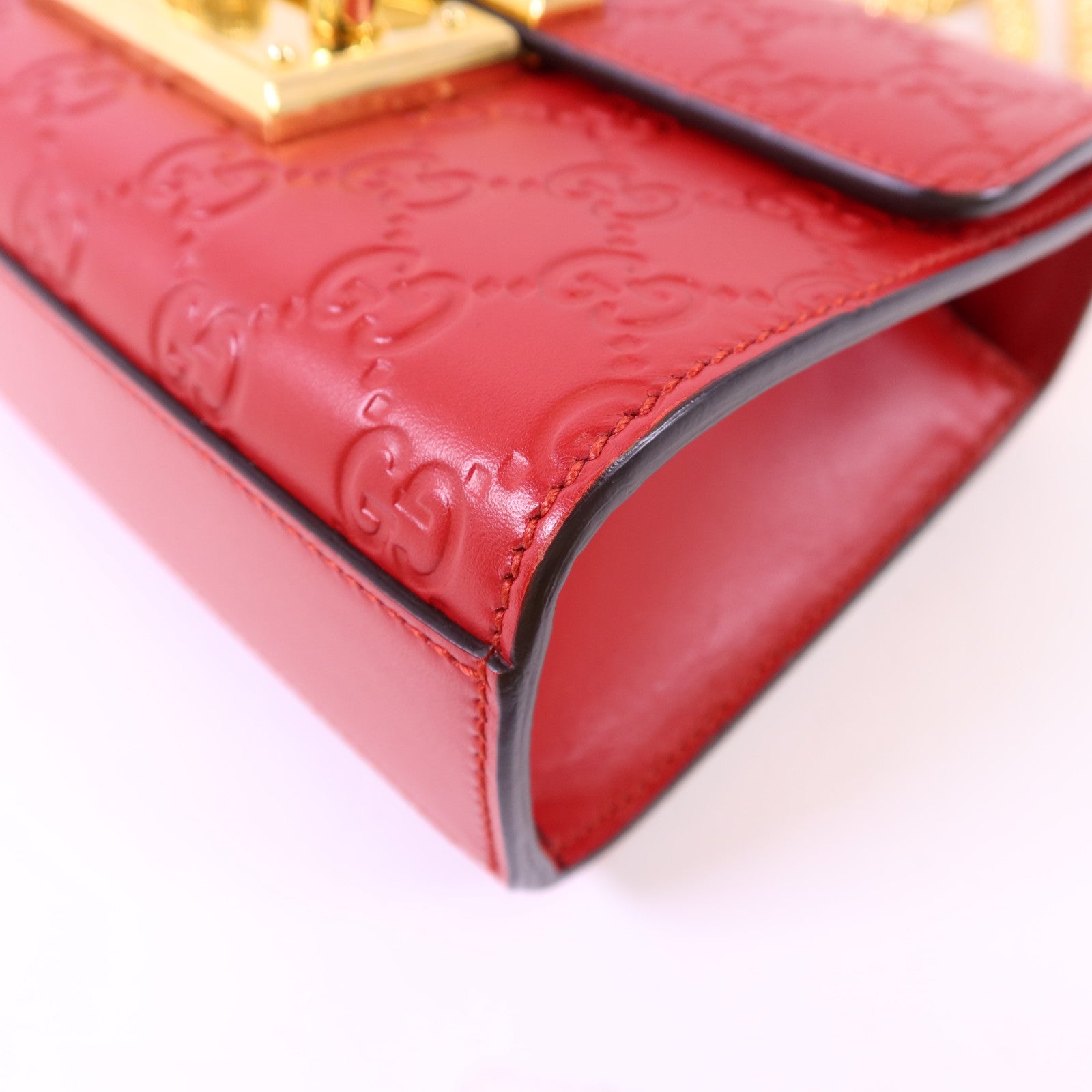 GUCCI 【激減優惠】牛皮皮革Padlock GG金扣鏈帶肩背袋