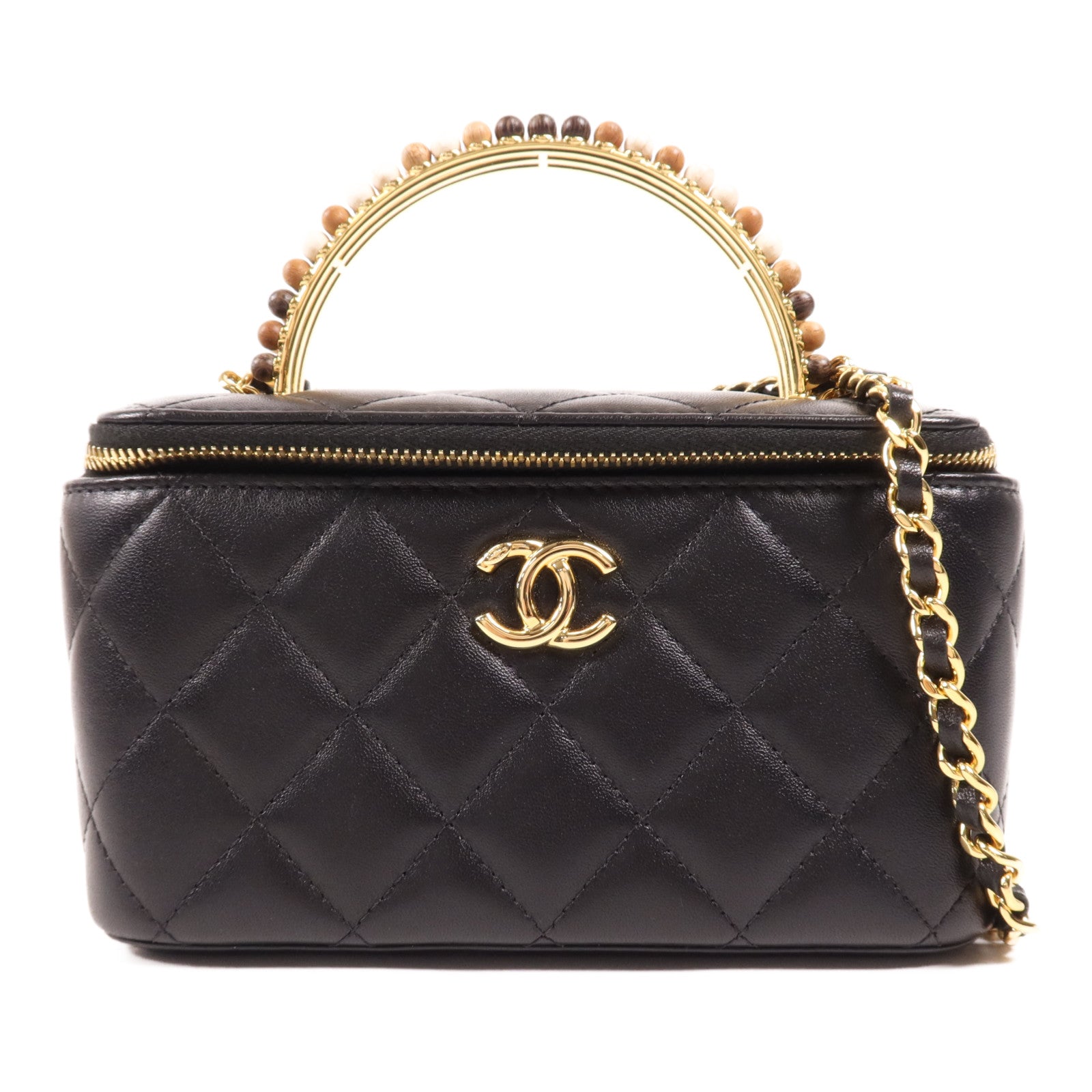 CHANEL 羊皮皮革Vanity金扣手挽肩背兩用袋