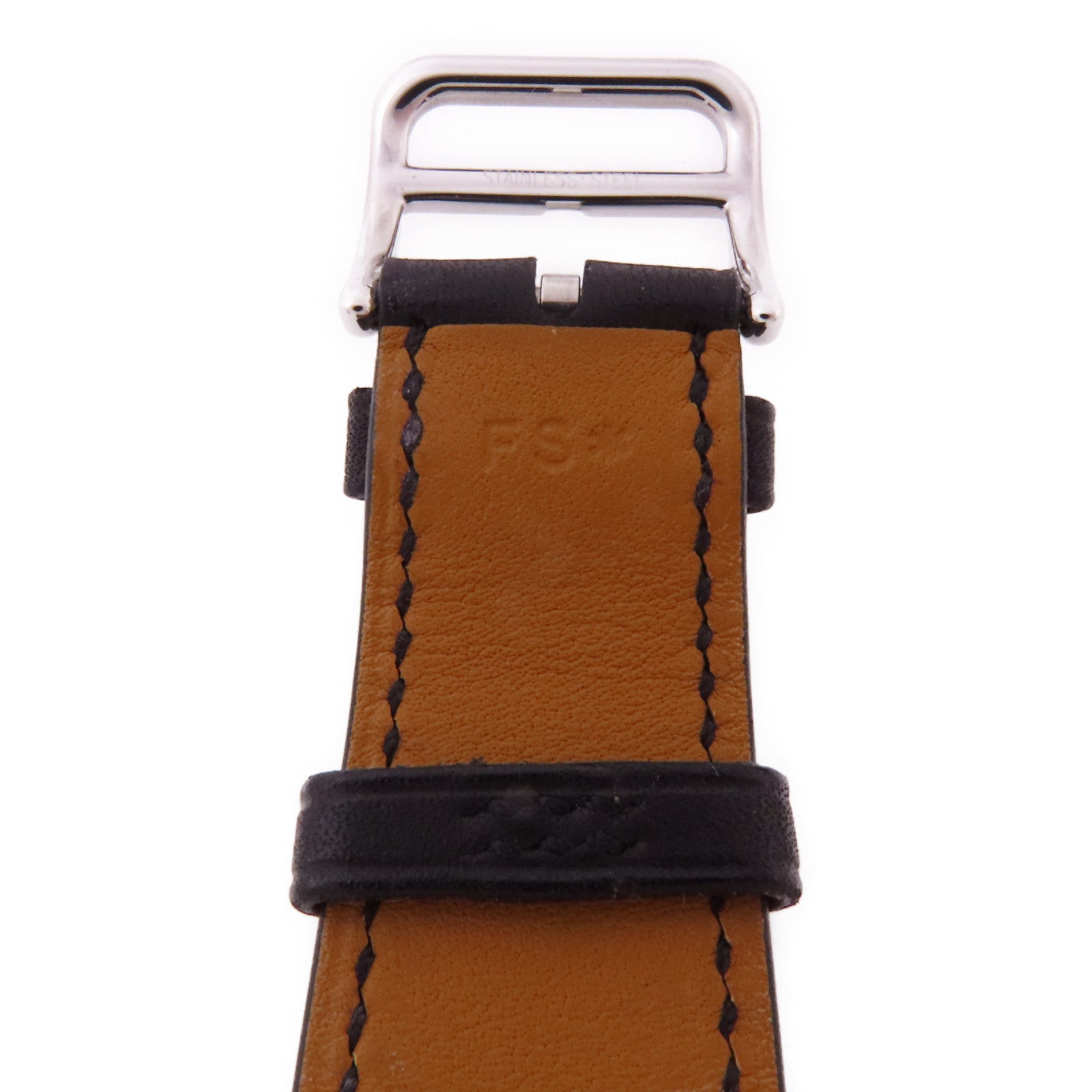 HERMES Heure H不鏽鋼/皮革手錶石英機芯黑色